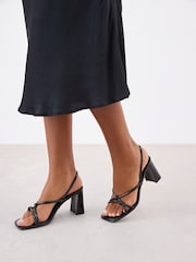 Black Forever Comfort® Knotted Block Heel Sandals - Image 2 of 9