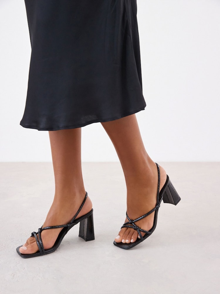 Black Forever Comfort® Knotted Block Heel Sandals - Image 2 of 9 Black Forever Comfort® Knotted Block Heel Sandals - Image 2 of 9