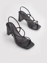 Black Forever Comfort® Knotted Block Heel Sandals - Image 5 of 9