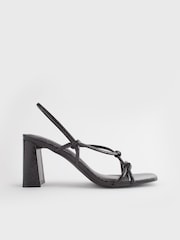 Black Forever Comfort® Knotted Block Heel Sandals - Image 6 of 9
