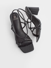 Black Forever Comfort® Knotted Block Heel Sandals - Image 7 of 9