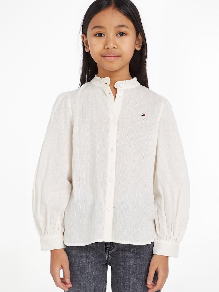 Tommy Hilfiger Kids White Frill Collar White Shirt - Image 1 of 1 Tommy Hilfiger Kids White Frill Collar White Shirt - Image 1 of 1