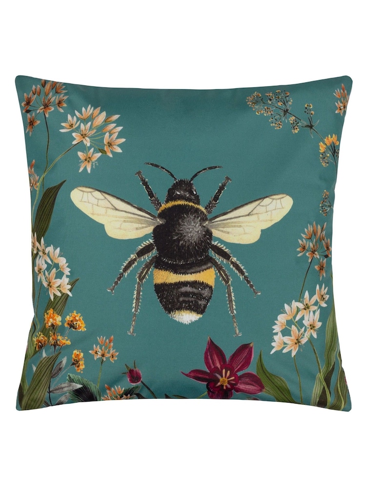 Wylder Blue Midnight Garden Bee Outdoor Cushion - Image 2 of 4