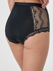 Black High Rise Microfibre And Lace Knickers - Image 2 of 4