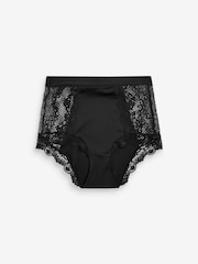 Black High Rise Microfibre And Lace Knickers - Image 4 of 4