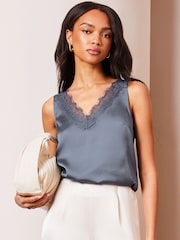 Lipsy Blue V Neck Cami Vest Top - Image 1 of 4