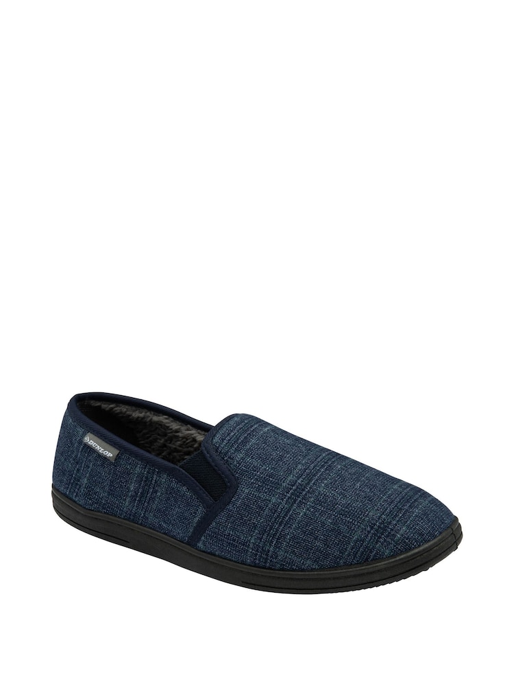 Dunlop Blue Mens Twin Gusset Full Slippers - Image 1 of 4