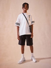 White 100% Cotton Short Sleeve Oversized Fit Varsity T-Shirt (3-16yrs) - Image 2 of 6