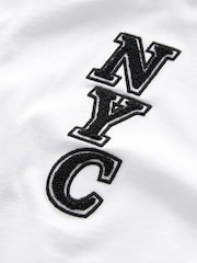 White 100% Cotton Short Sleeve Oversized Fit Varsity T-Shirt (3-16yrs) - Image 6 of 6