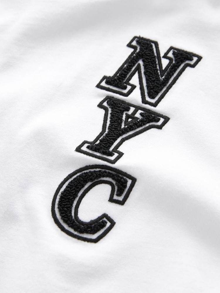White 100% Cotton Short Sleeve Oversized Fit Varsity T-Shirt (3-16yrs) - Image 6 of 6