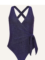 Accessorize Blue Shimmer Deep V-Neck Swimsuit - Image 4 of 4