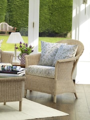 Laura Ashley Natural Garden Bewley Indoor Rattan Chair with Willow Leaf Hedgerow Cushions - Image 2 of 2