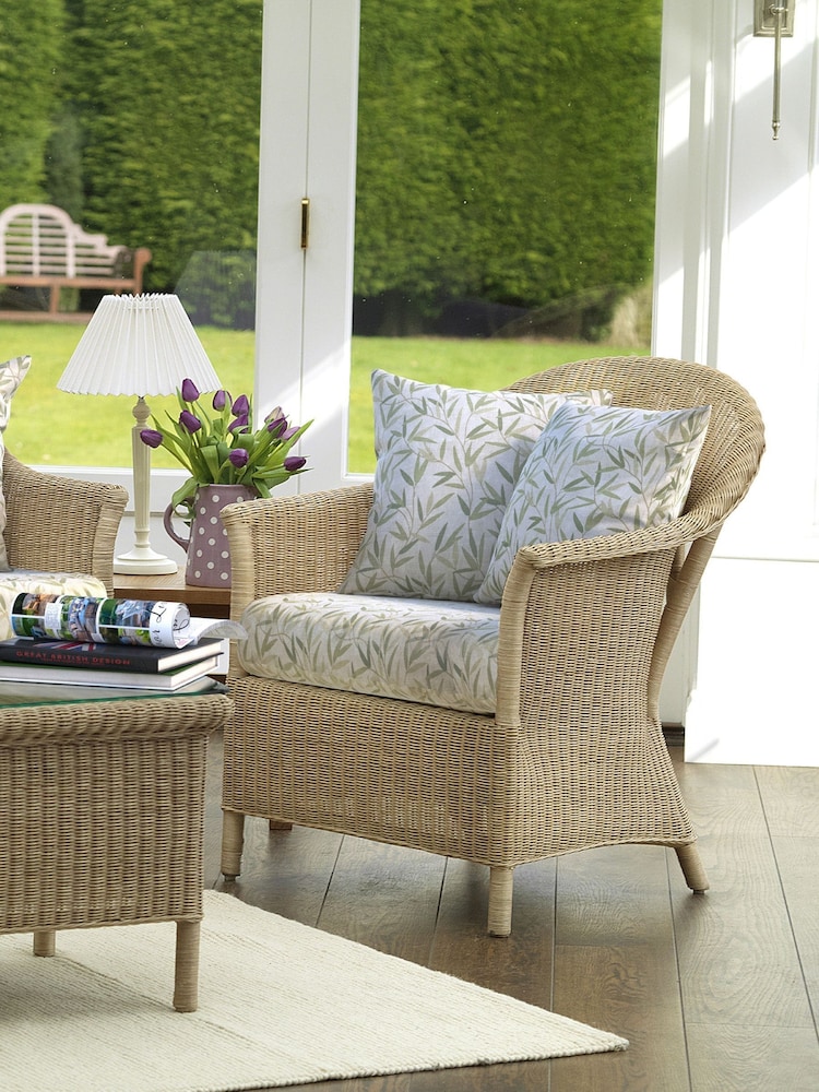 Laura Ashley Natural Garden Bewley Indoor Rattan Chair with Willow Leaf Hedgerow Cushions - Image 2 of 2