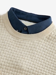 Neutral Texture Crew Neck Regular 100% Cotton Mock Shirt Jumper - Image 10 of 11