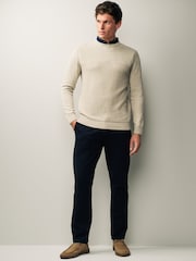 Neutral Texture Crew Neck Regular 100% Cotton Mock Shirt Jumper - Image 2 of 11