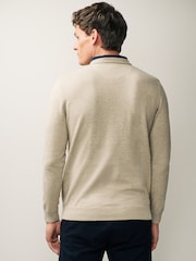 Neutral Texture Crew Neck Regular 100% Cotton Mock Shirt Jumper - Image 3 of 11