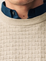 Neutral Texture Crew Neck Regular 100% Cotton Mock Shirt Jumper - Image 6 of 11