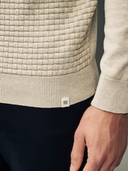 Neutral Texture Crew Neck Regular 100% Cotton Mock Shirt Jumper - Image 7 of 11