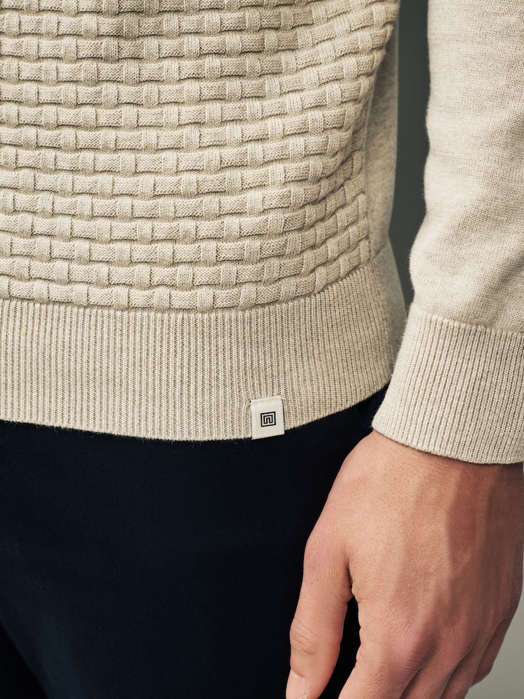 Texture neutre - Regular 100% Cotton Mock Chemises Pull - Image 7 of 11