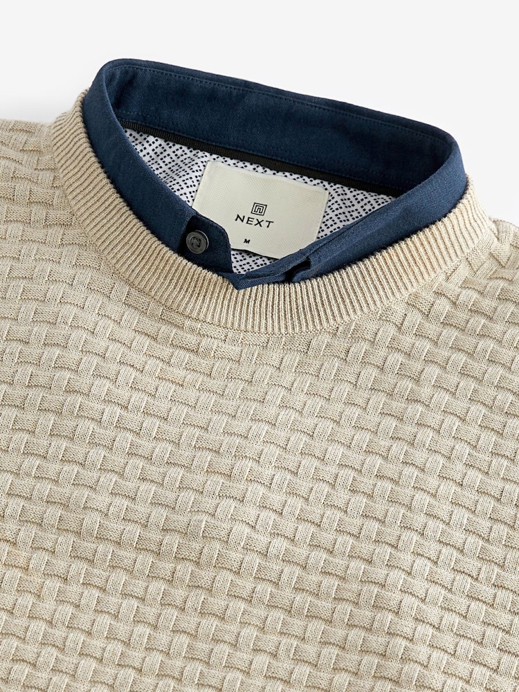 Texture neutre - Regular 100% Cotton Mock Chemises Pull - Image 9 of 11