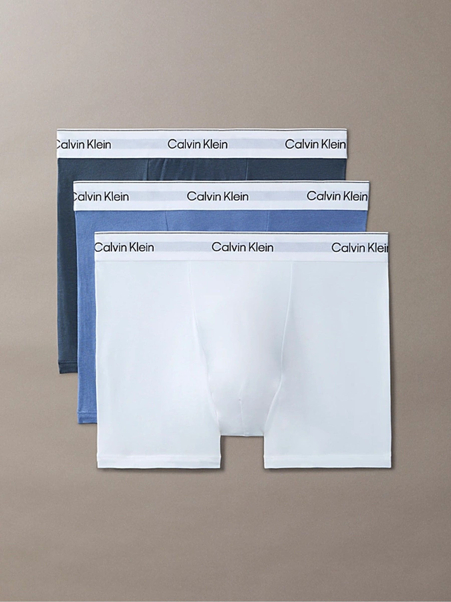 Calvin Klein Underwear Pack Of 3 Relaxed Boxer Shorts With Pleats Icon Cotton Stretch Men's White + Grey + Blue Xxl - La Redoute - Image 2
