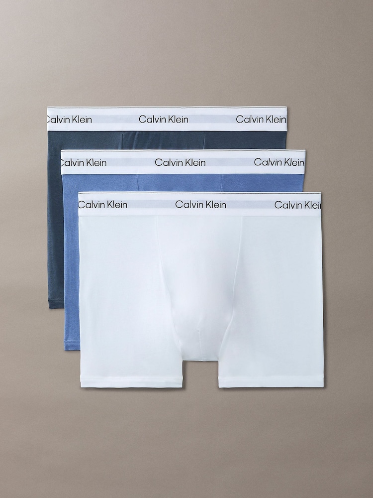 নীল - Calvin Klein Icon Cotton Stretch Boxer Trunks 3 Pack - 1এর মধ্যে 1 ছবি