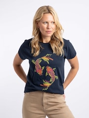 Weird Fish Blue Fern Koi Carp Front Print Graphic T-Shirt - Image 1 of 6