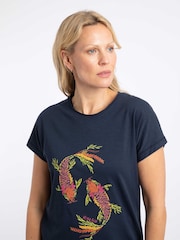 Weird Fish Blue Fern Koi Carp Front Print Graphic T-Shirt - Image 2 of 6