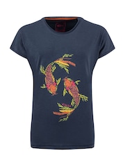 Weird Fish Blue Fern Koi Carp Front Print Graphic T-Shirt - Image 5 of 6