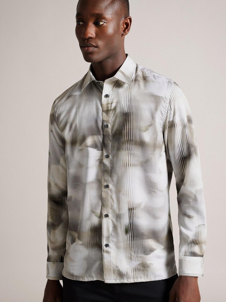Ted Baker Cream Galmoy Regular Large Flower Shirt - Image 3 of 6