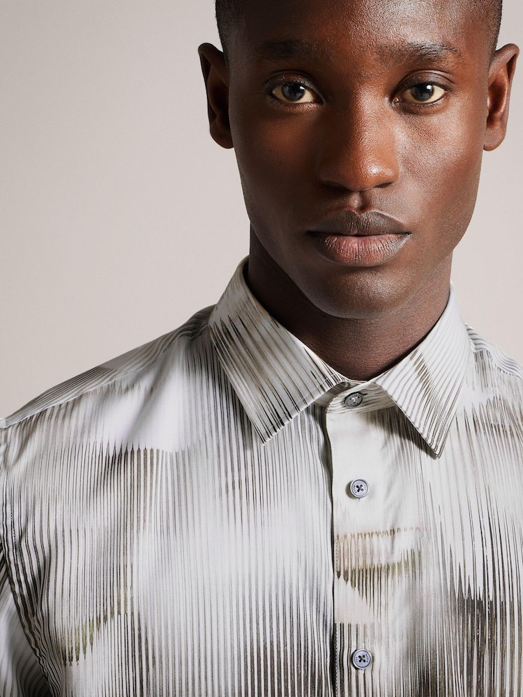 Ted Baker Cream Galmoy Regular Large Flower Shirt - Image 4 of 6