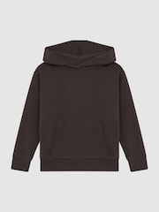 Reiss Chocolate Alexander Senior Oversized Cotton Jersey Hoodie - Image 2 of 6