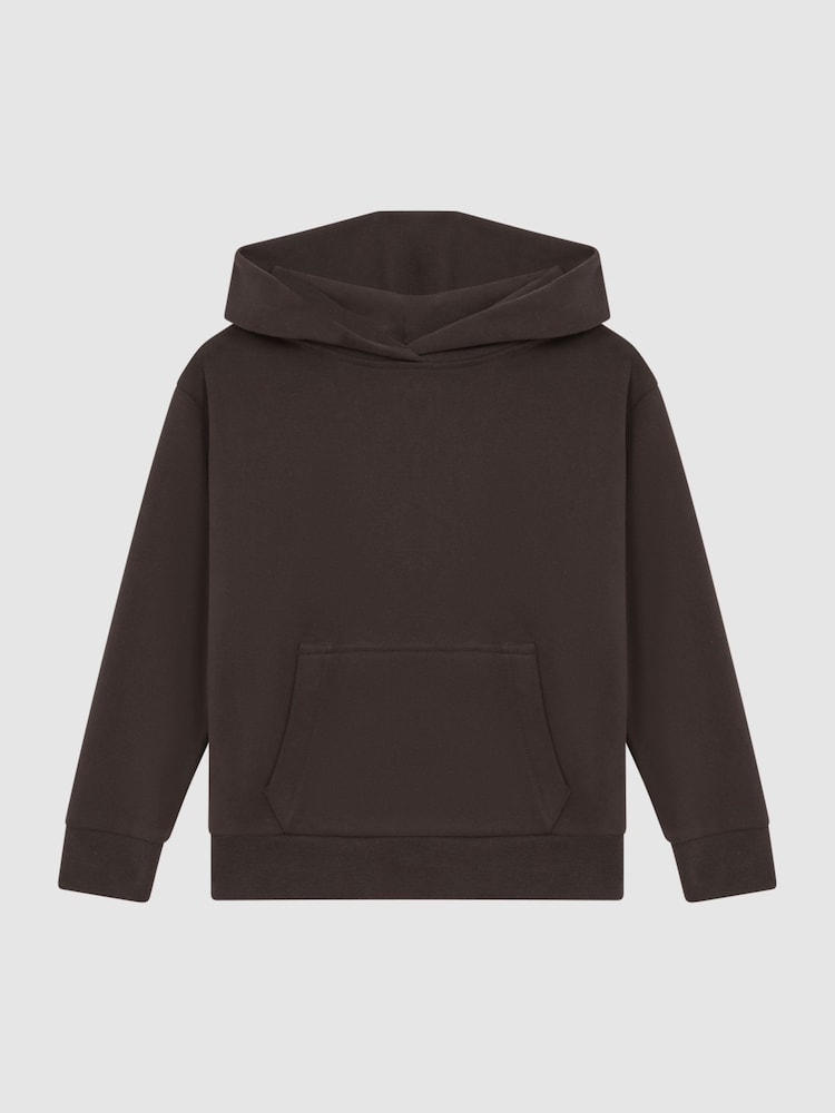 Reiss Chocolate Alexander Senior Oversized Cotton Jersey Hoodie - Image 2 of 6
