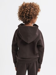 Reiss Chocolate Alexander Senior Oversized Cotton Jersey Hoodie - Image 5 of 6