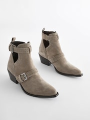 Mink Brown Forever Comfort® Stud Detail Cut-Out Ankle Boots - Image 5 of 9