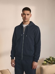 Navy Blue Zip Through Hoodie - Image 3 of 6