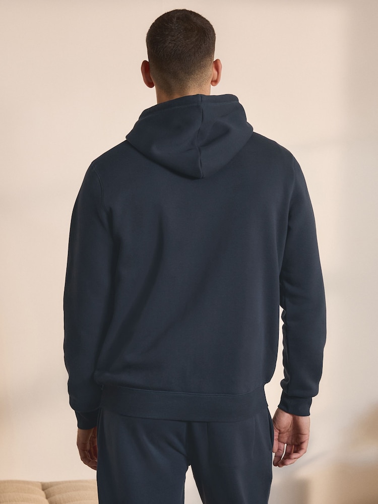 Navy Blue Zip Through Hoodie - Image 4 of 6