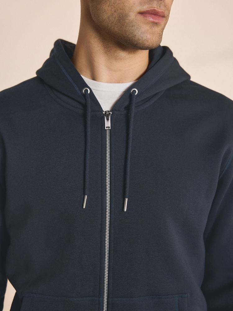 Navy Blue Zip Through Hoodie - Image 5 of 6