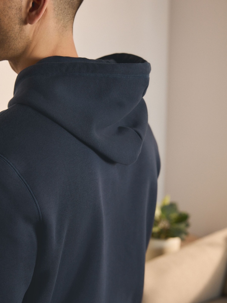 Navy Blue Zip Through Hoodie - Image 6 of 6