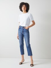 LK Bennett White Cotton Issy 100% Cotton T-Shirt - Image 1 of 5