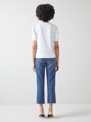 LK Bennett White Cotton Issy 100% Cotton T-Shirt - Image 2 of 5