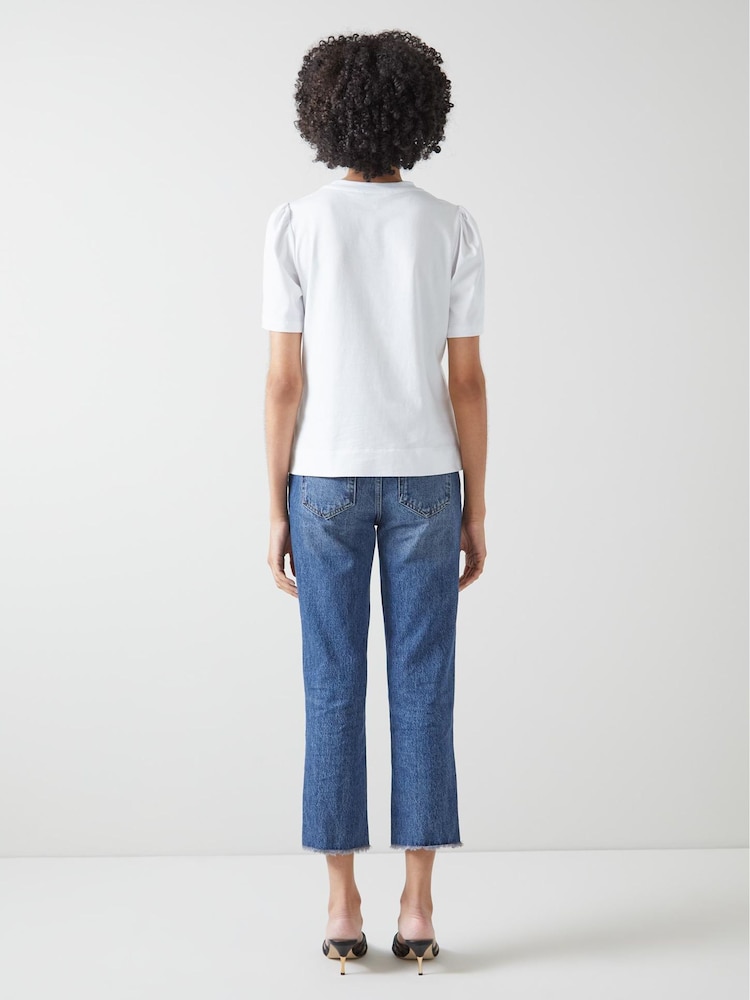 LK Bennett White Cotton Issy 100% Cotton T-Shirt - Image 2 of 5