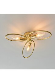 Gallery Home Polished Brass Jasper 3 Bulb Ceiling Light - Image 1 of 3