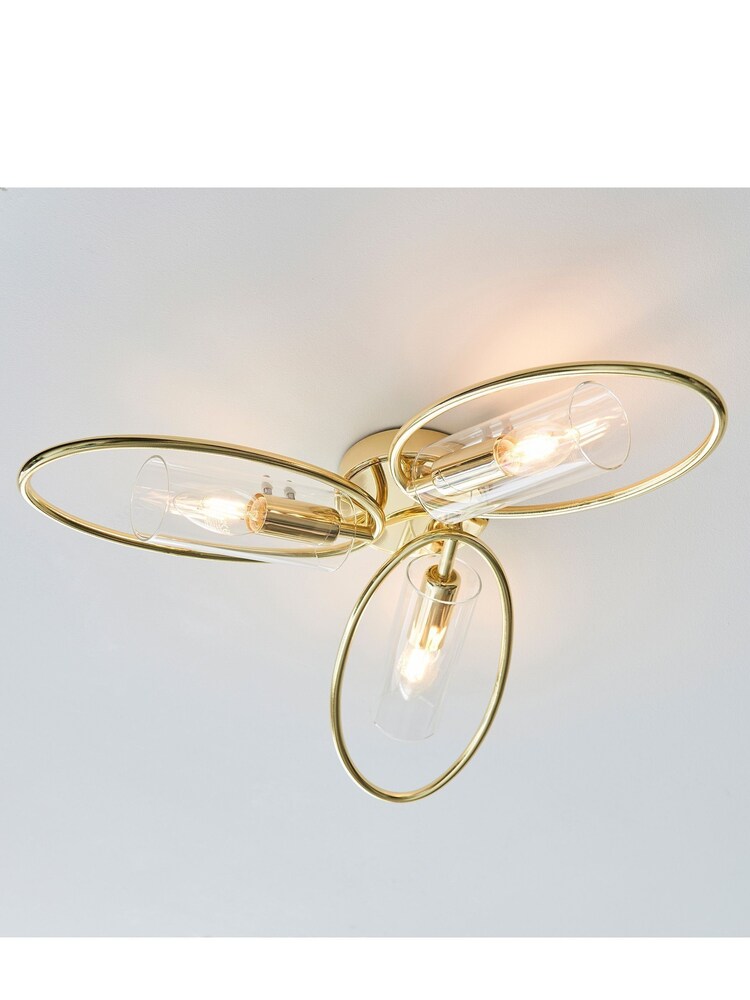 Gallery Home Polished Brass Jasper 3 Bulb Ceiling Light - Image 2 of 3