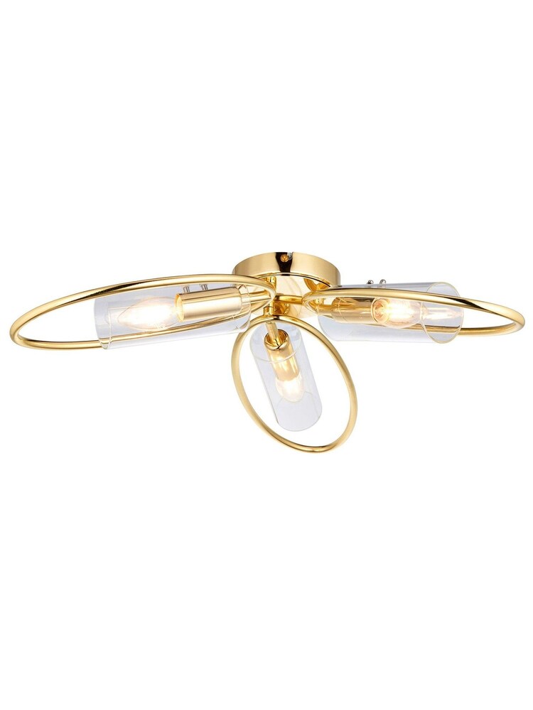 Gallery Home Polished Brass Jasper 3 Bulb Ceiling Light - Image 3 of 3