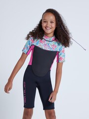 Animal Kids Pink Waves Printed Shorty Wetsuit - Image 1 of 2