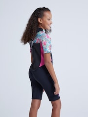 Animal Kids Pink Waves Printed Shorty Wetsuit - Image 2 of 2
