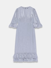 Mint Velvet Silver Metallic Ruffle Midi Dress - Image 7 of 8