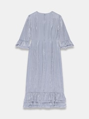 Mint Velvet Silver Metallic Ruffle Midi Dress - Image 8 of 8