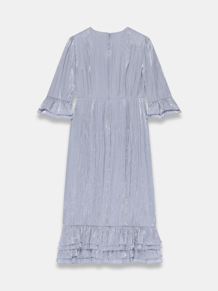 Mint Velvet Silver Metallic Ruffle Midi Dress - Image 8 of 8 Mint Velvet Silver Metallic Ruffle Midi Dress - Image 8 of 8